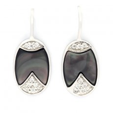 Boucles d'oreilles en Nacre de Tahiti et Argent .925 Rhodi
