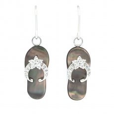 Boucles d'oreilles en Nacre de Tahiti et Argent .925 Rhodi