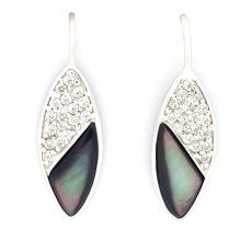 Boucles d'oreilles en Nacre de Tahiti et Argent .925 Rhodi
