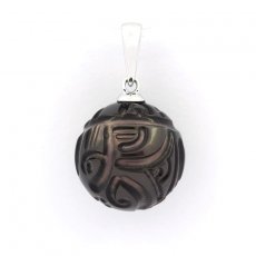 Pendentif en Argent et 1 Perle de Tahiti Grave 12.9 mm