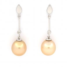 Boucles d'oreilles en Argent et 2 Perles d'Australie Semi-Baroques B/C 9.2 mm
