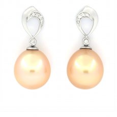 Boucles d'oreilles en Argent et 2 Perles d'Australie Semi-Baroques B/C 11.3 mm