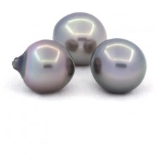 Lot de 3 Perles de Tahiti Semi-Baroques B/C de 13.5  13.7 mm