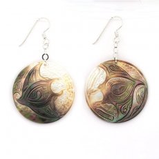 Boucles d'oreilles en Nacre de Tahiti et Argent .925 Rhodi