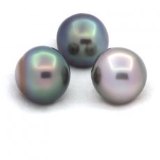 Lot de 3 Perles de Tahiti Semi-Baroques C de 12.6  12.7 mm