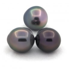 Lot de 3 Perles de Tahiti Semi-Baroques B de 11  11.3 mm