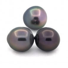 Lot de 3 Perles de Tahiti Semi-Baroques B de 11  11.3 mm