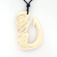 Pendentif Hameon Tiki en Os