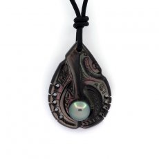 Pendentif en nacre et 1 Perle de Tahiti Semi-Ronde C 8.9 mm