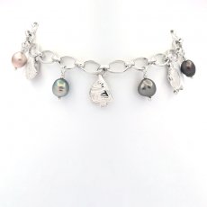 Bracelet en Argent et 6 Keishis de Tahiti de 6  7 mm