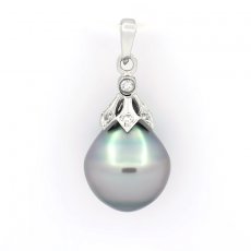 Pendentif en Argent et 1 Perle de Tahiti Cercle C 10.5 mm