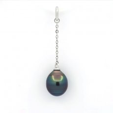 Pendentif en Argent et 1 Perle de Tahiti Cercle B 9 mm