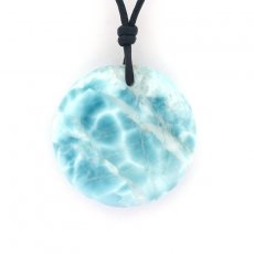 Collier en Cuir et 1 Larimar - Diamtre = 24 mm - 8 gr