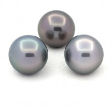 Lot de 3 Perles de Tahiti Rondes C de 11.1  11.2 mm