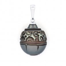 Pendentif en Argent et 1 Perle de Tahiti Grave 13.2 mm