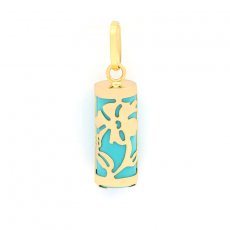 Pendentif en Or 18K et Turquoise - 12 mm - Hibiscus