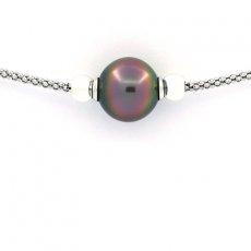 Bracelet en Argent et 1 Perle de Tahiti Semi-Ronde B 11.3 mm