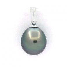 Pendentif en Argent et 1 Perle de Tahiti Semi-Baroque A/B 9.3 mm