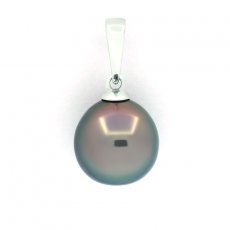 Pendentif en Argent et 1 Perle de Tahiti Semi-Baroque B 9.8 mm