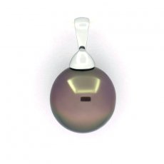Pendentif en Argent et 1 Perle de Tahiti Semi-Baroque C 10.9 mm