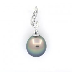 Pendentif en Argent et 1 Perle de Tahiti Semi-Baroque B 9.7 mm