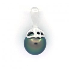 Pendentif en Argent et 1 Perle de Tahiti Semi-Ronde C 9.2 mm