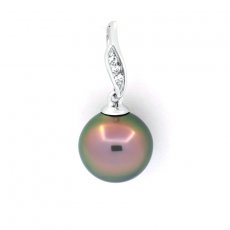 Pendentif Clip en Argent et 1 Perle de Tahiti Semi-Baroque B 9.9 mm
