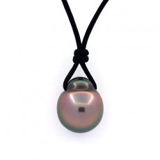 Collier en Cuir et 1 Perle de Tahiti Semi-Baroque B 11.6 mm