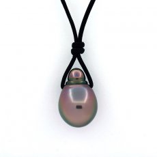 Collier en Cuir et 1 Perle de Tahiti Semi-Baroque B 11.1 mm
