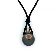 Collier en Cuir et 1 Perle de Tahiti Semi-Baroque B 10 mm