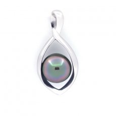 Pendentif en Argent et 1 Perle de Tahiti Semi-Baroque C 8.4 mm