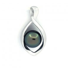 Pendentif en Argent et 1 Perle de Tahiti Semi-Baroque B/C 8.4 mm