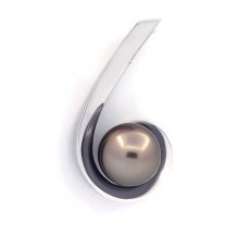 Pendentif en Argent et 1 Perle de Tahiti Semi-Baroque B/C 9.5 mm