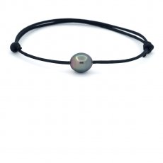 Bracelet en Cuir et 1 Perle de Tahiti Semi-Baroque C 9.2 mm