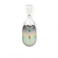Pendentif en Argent et 1 Perle de Tahiti Semi-Baroque B/C 9 mm