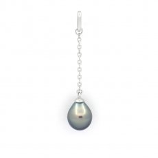 Pendentif en Argent et 1 keishi de Tahiti