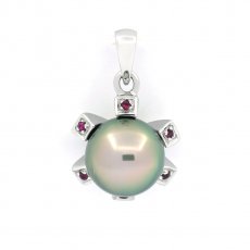 Pendentif en Argent et 1 Perle de Tahiti Ronde C 9.3 mm
