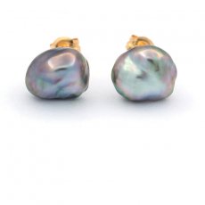 Boucles d'oreilles en Or 18K et 2 Keishis de Tahiti