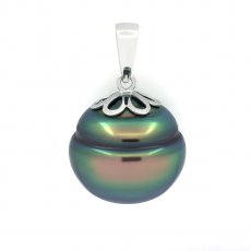 Pendentif en Argent et 1 Perle de Tahiti Cercle B 14.2 mm