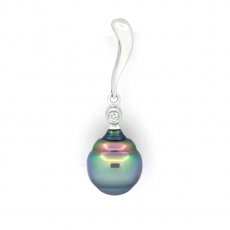 Pendentif en Argent et 1 Perle de Tahiti Cercle B+ 9.1 mm