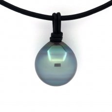 Collier en Cuir et 1 Perle de Tahiti Semi-Baroque C/D 14.2 mm