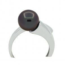 Bague en Argent et 1 Perle de Tahiti Ronde C 9.3 mm