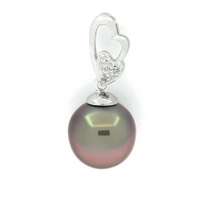 Pendentif en Argent et 1 Perle de Tahiti Semi-Baroque C 10.5 mm