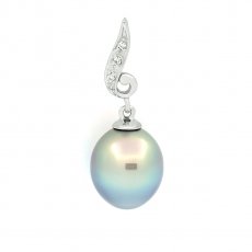 Pendentif en Argent et 1 Perle de Tahiti Semi-Baroque B 9.4 mm