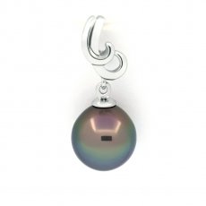 Pendentif en Argent et 1 Perle de Tahiti Semi-Baroque C 9.4 mm