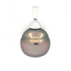 Colgante de Plata y 1 Perla de Tahiti Anillada B/C 11.3 mm