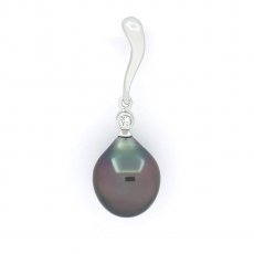 Pendentif en Argent et 1 Perle de Tahiti Semi-Baroque B 10.1 mm