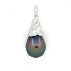 Pendentif en Argent et 1 Perle de Tahiti Semi-Baroque B 9.4 mm