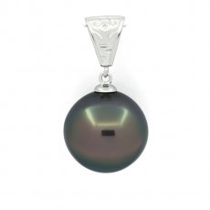 Pendentif en Argent et 1 Perle de Tahiti Semi-Baroque C 14.6 mm