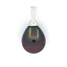 Pendentif en Argent et 1 Perle de Tahiti Semi-Baroque C 10.3 mm